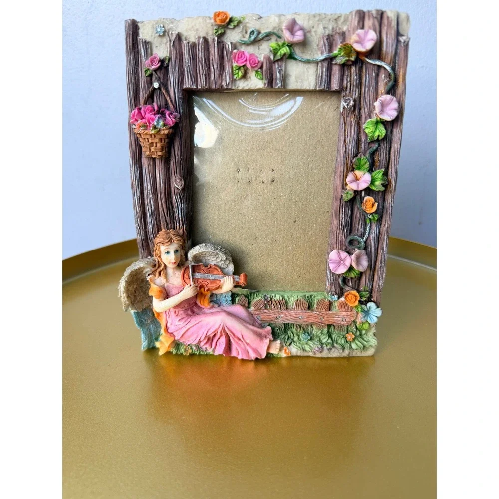Fairy Angel Violinist‎ Resin Picture Frame 3.5x5 Whimsical Cottagecore Decor